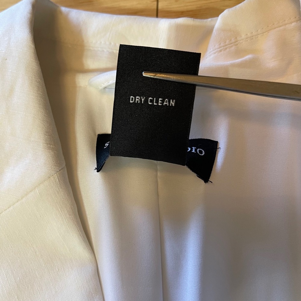NEW Sutton Studio Womens White Linen Blend 2 Pc Pant Suit Blazer & Trousers 14 - Picture 12 of 16